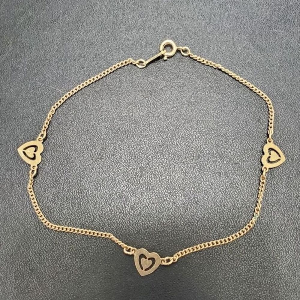 Avon gold tone heart anklet 9.5"